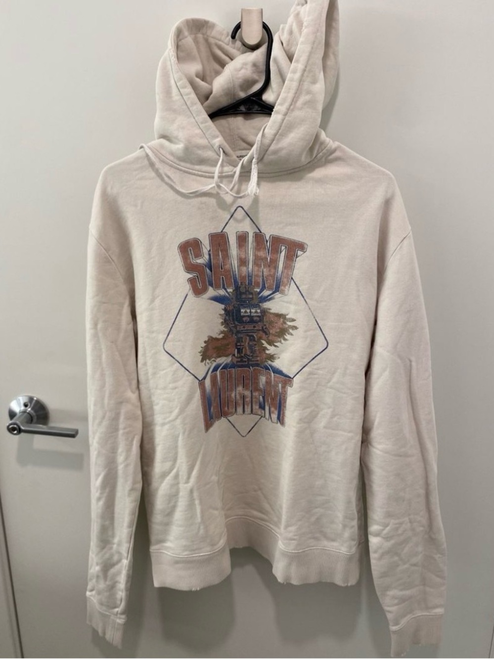 Saint Laurent Paris SLP Hedi Slimane Distressed Robot Hoodie